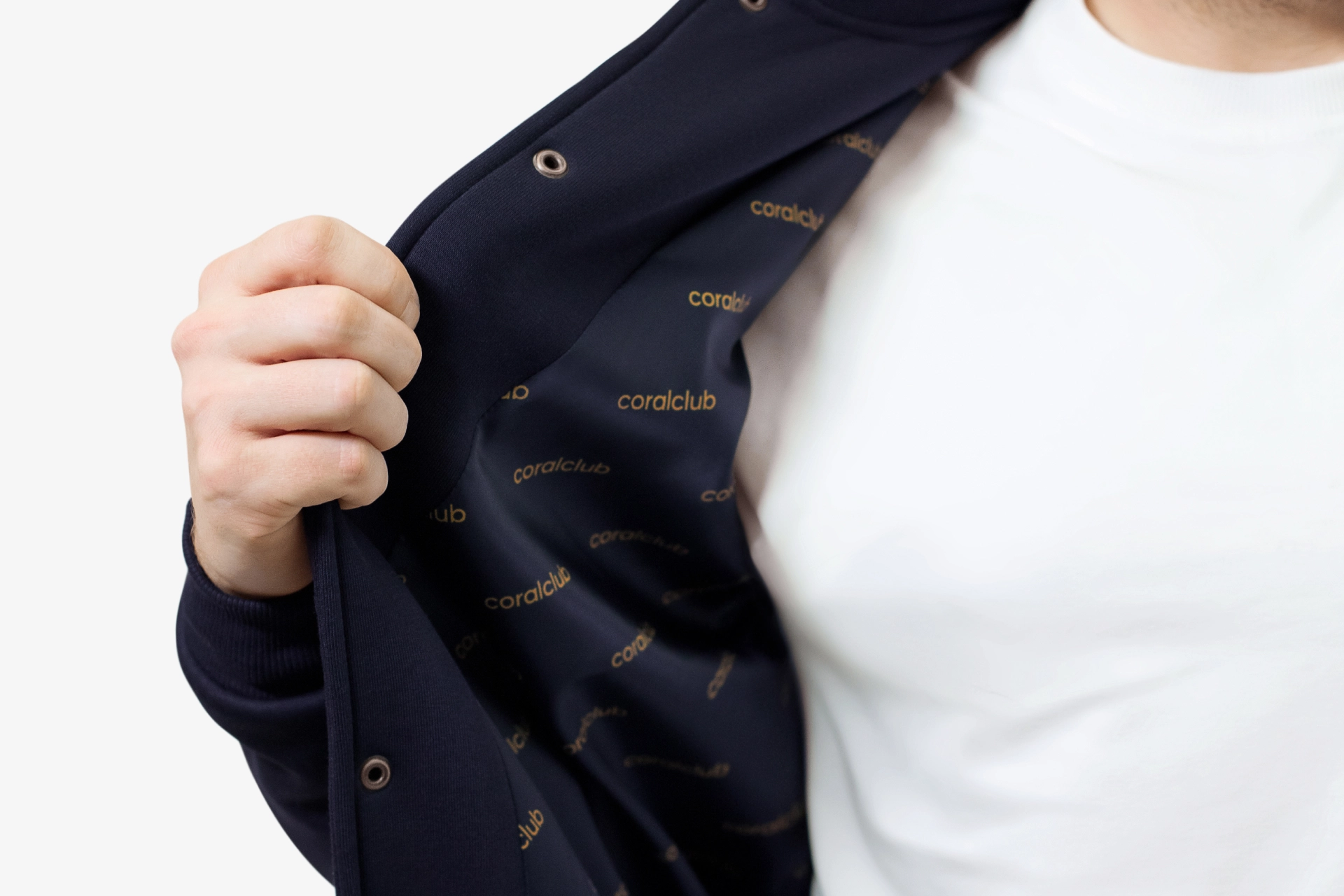 Бомбер унисекс, темно-синий, лого золото